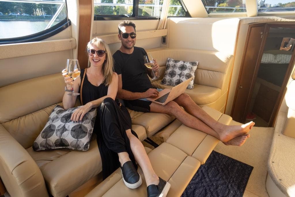 Island yacht cabin interior